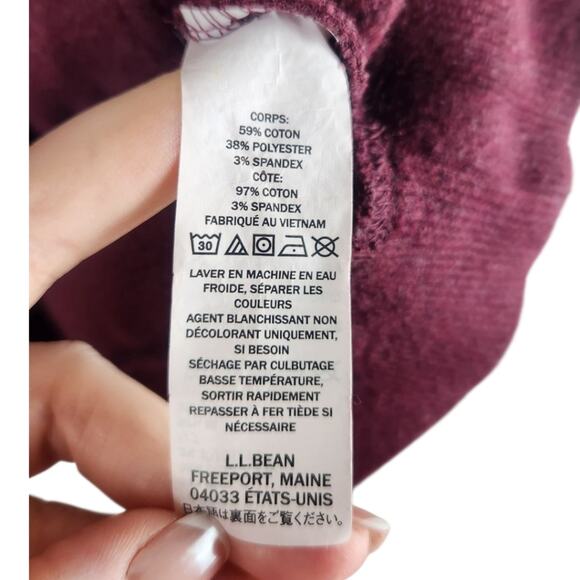 L.L.Bean Cozy Camp Hoodie Sweatshirt Small Burgundy Mountain Scene - Picture 7 of 7